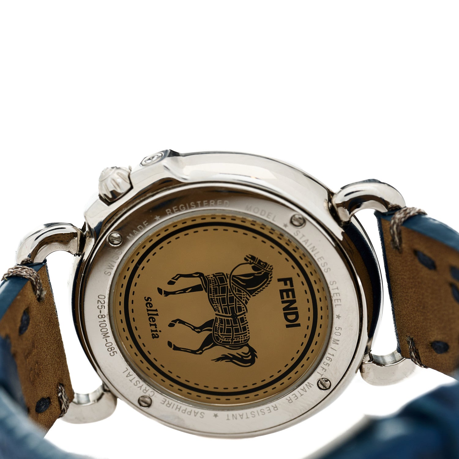 Fendi Stainless Steel Calfskin Mother of Pearl 37mm Selleria Quartz Watch Blue 4 of 4