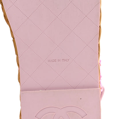 Chanel Tweed Patent Calfskin Velcro Dad Sandals 36 Light Purple Pink Red 7 of 9