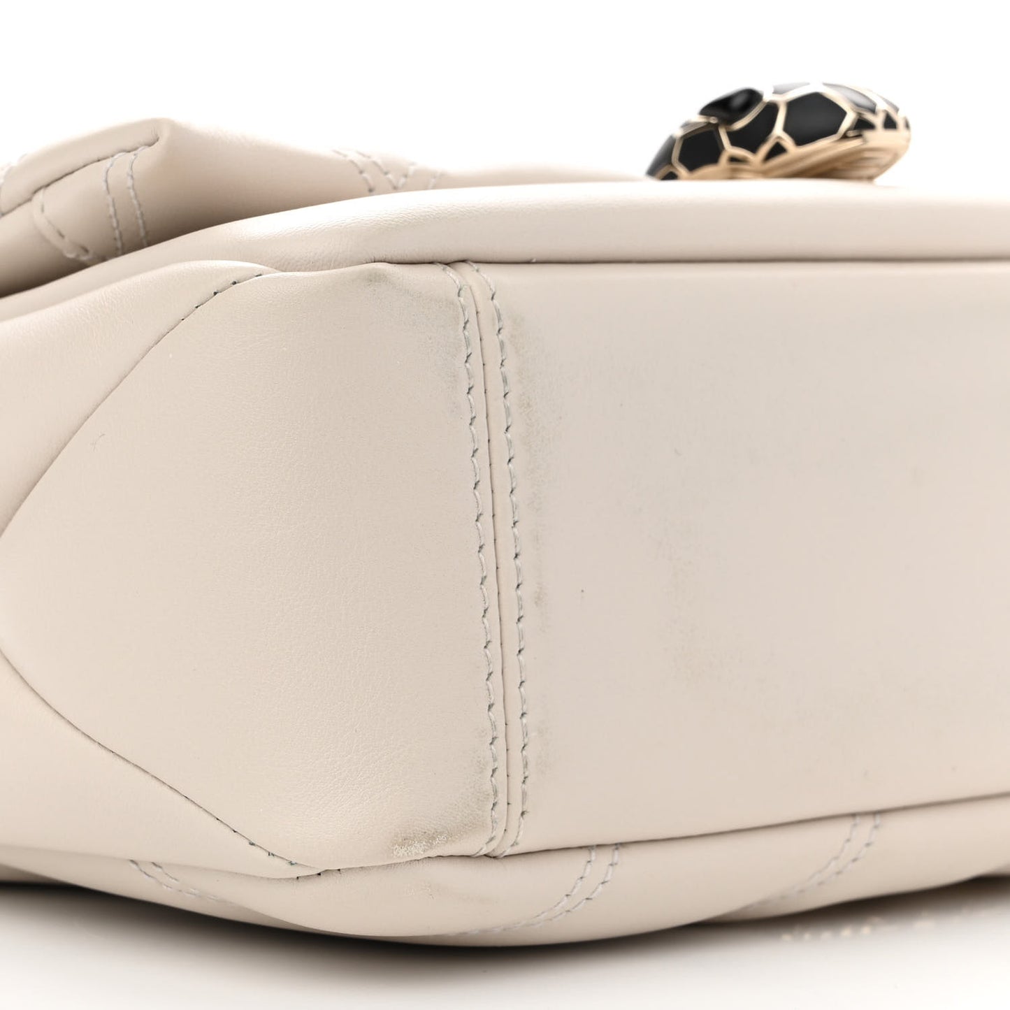 Calfskin Matelasse Small Serpenti Cabochon Shoulder Bag White