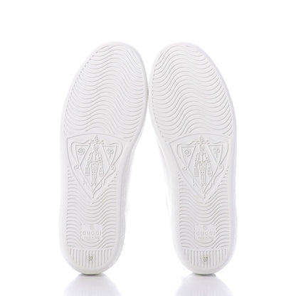 Gucci Calfskin Interlocking G Perforated Womens Ace Sneakers 37 White Grey Sky 6 of 11