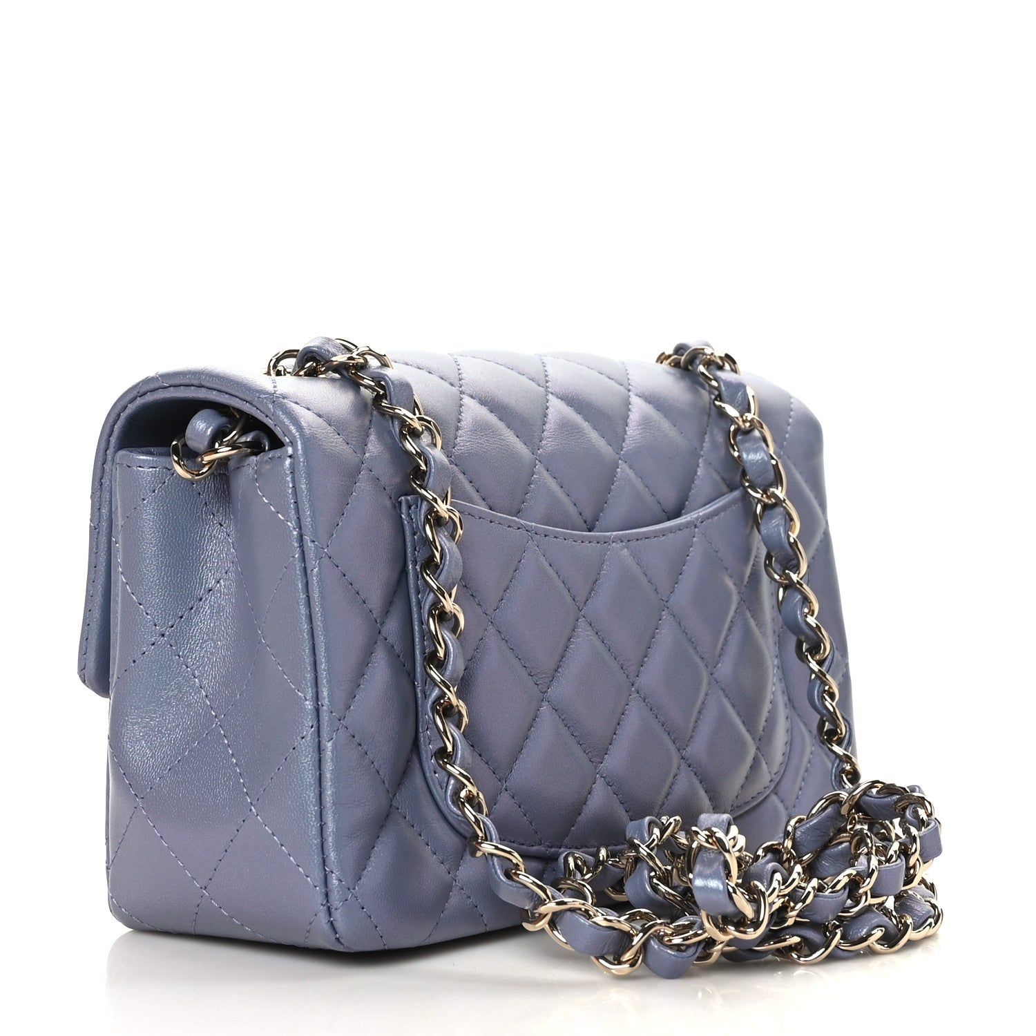 Chanel Iridescent Lambskin Quilted Mini Rectangular Flap Light Purple 2 of 8