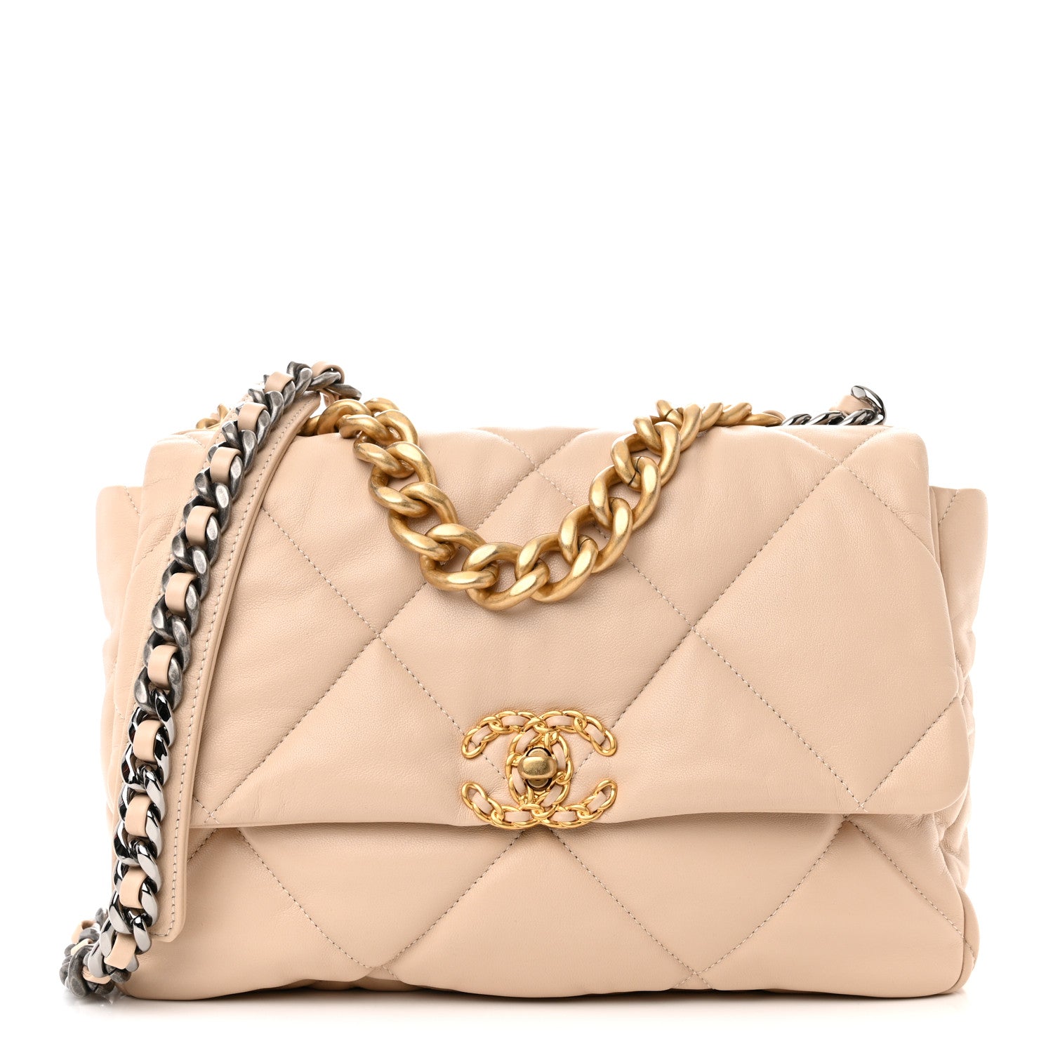Chanel Lambskin Quilted Large Chanel 19 Flap Beige 1 of 11