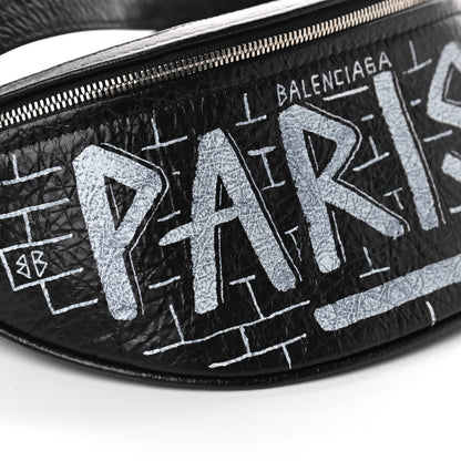 Balenciaga Agneau Arena Graffiti All Over XXS Souvenir Belt Bag Black White 7 of 9