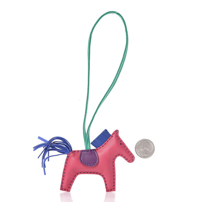 Hermes Milo Lambskin Grigri Rodeo Horse Bag Charm PM Rose Shocking Bleu Azteque Bleu Electrique Menthe Soufre Violet 2 of 4
