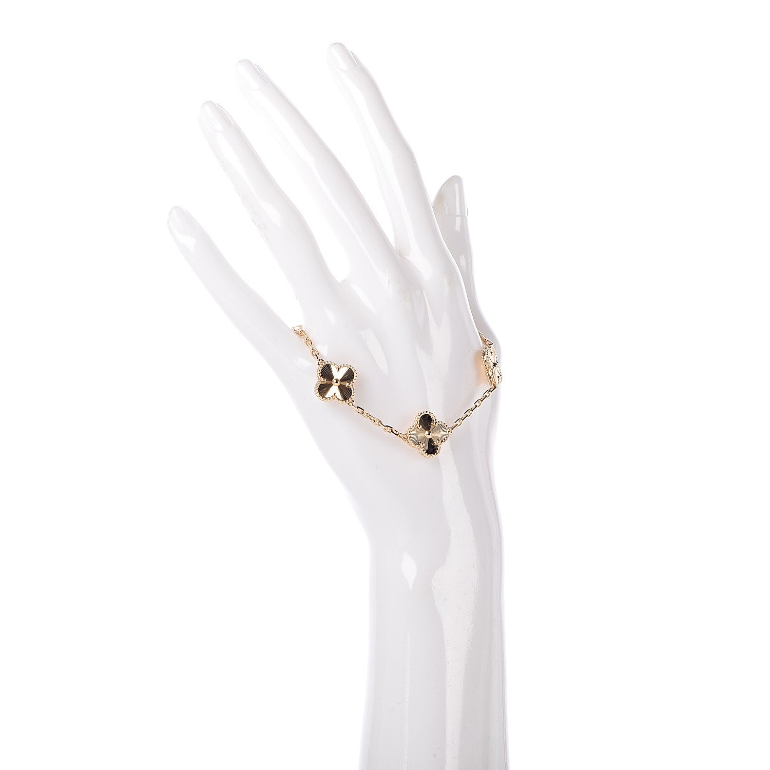 Van Cleef & Arpels 18K Yellow Gold 5 Motifs Guilloche Vintage Alhambra Bracelet 2 of 6