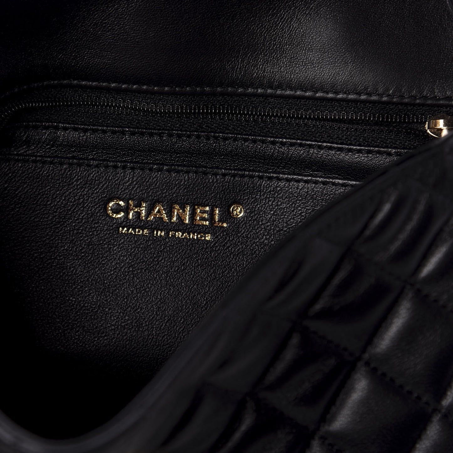 Lambskin Quilted Mini Rectangular Flap Black