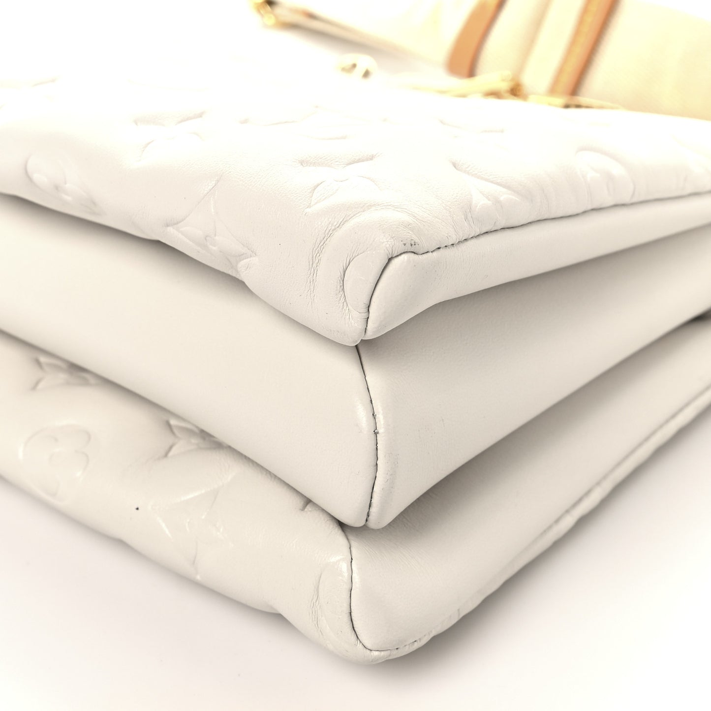 Lambskin Embossed Monogram Coussin PM Beige Cream