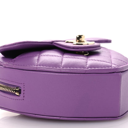 Chanel Lambskin Quilted CC In Love Heart Clutch With Chain Purple 9 of 12