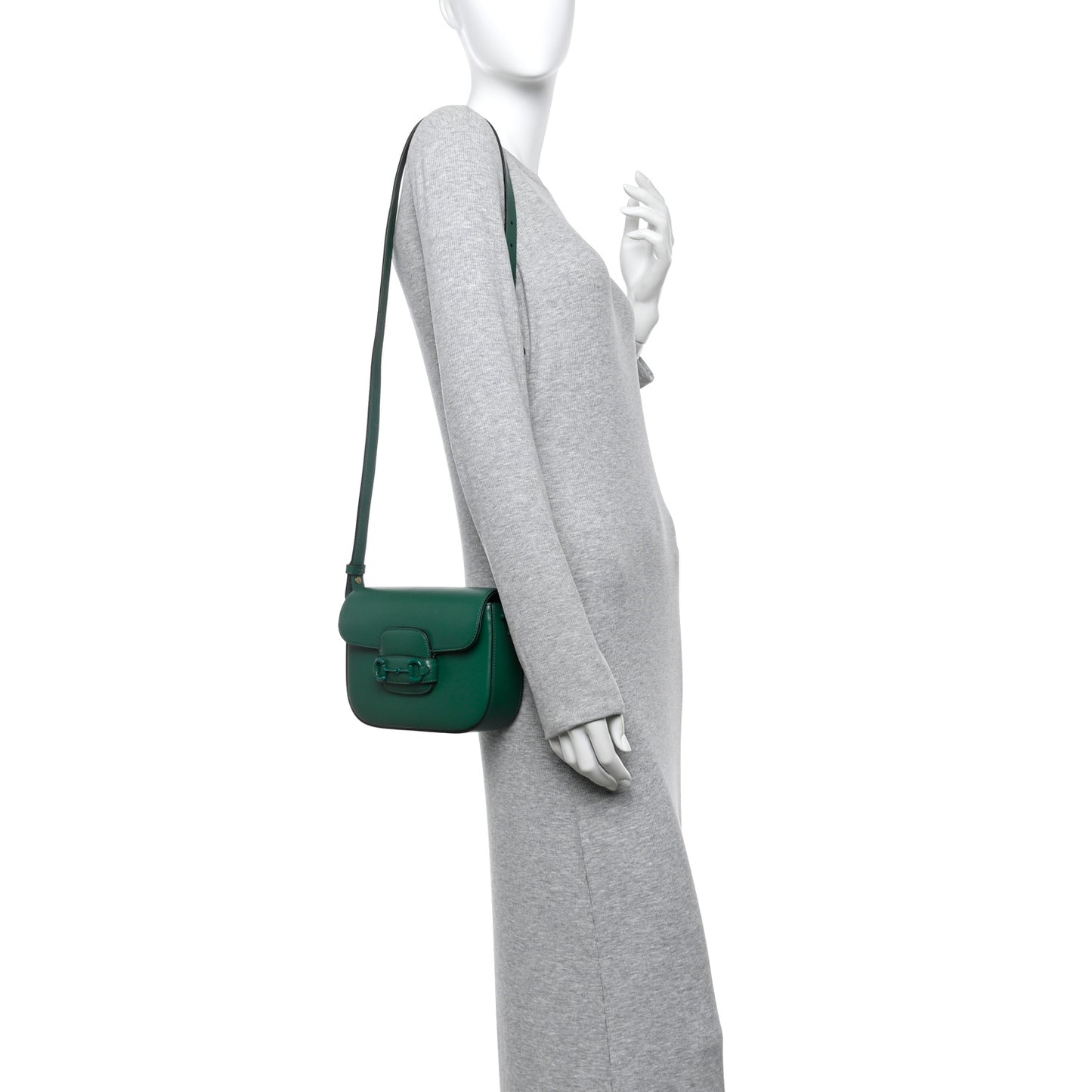 Azalea Calfskin Web Monochrome Horsebit 1955 Shoulder Bag Emerald