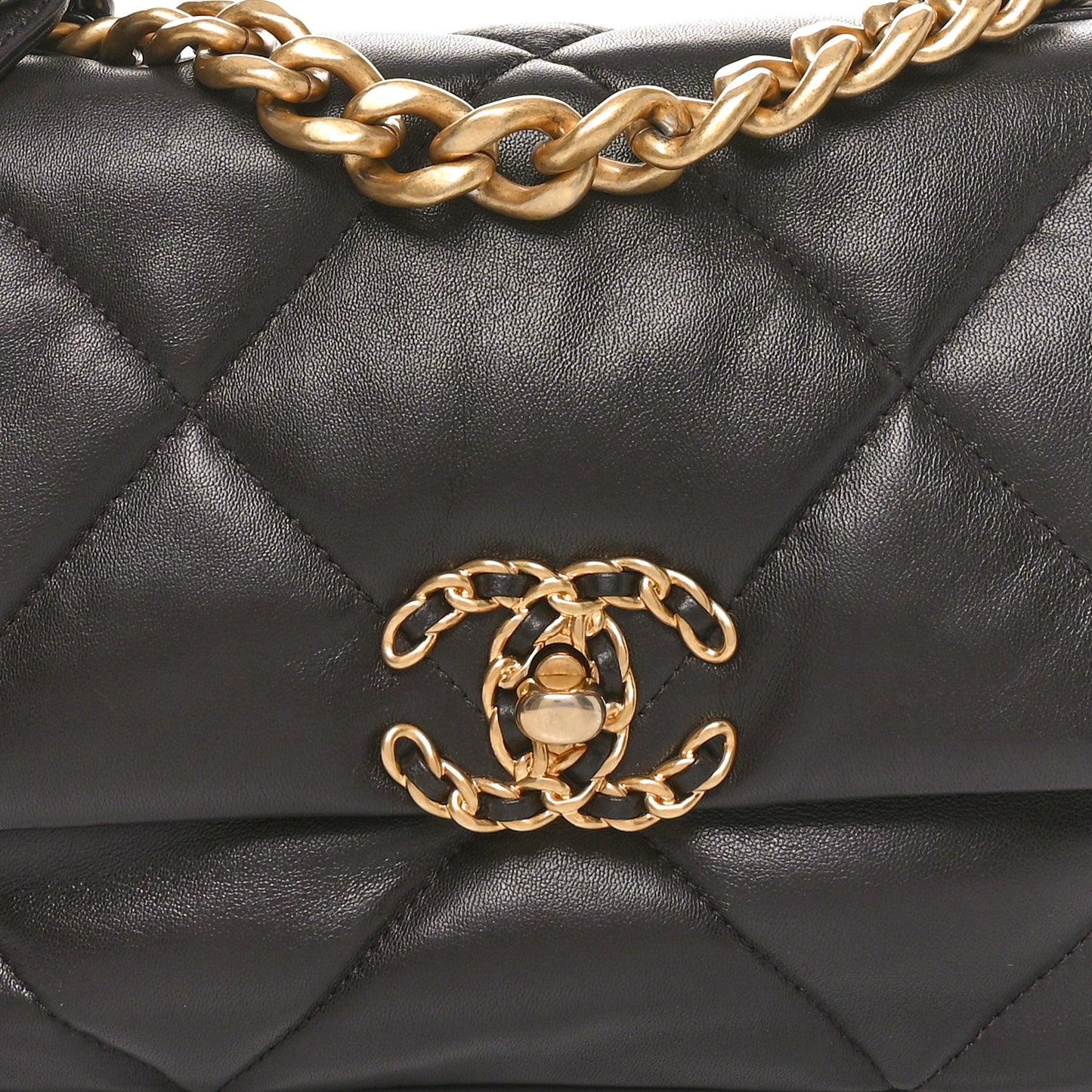 Lambskin Quilted Medium Chanel 19 Flap Dark Brown