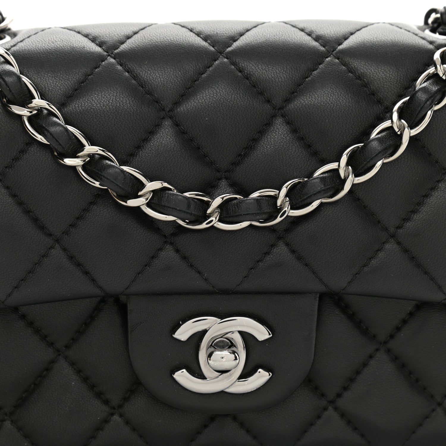 Chanel Lambskin Quilted Mini Rectangular Flap Black 9 of 11