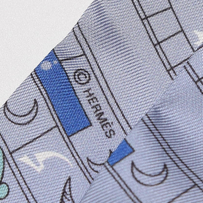 Hermes Silk Astrologie Twilly Gris Acier Bleu Veronese 4 of 5