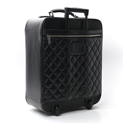 Chanel Aged Calfskin Quilted Trolley Rolling Luggage Black 2 of 13