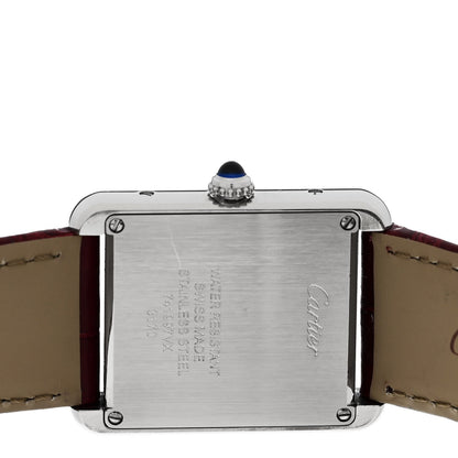 Cartier Stainless Steel Alligator 24mm Tank Solo Quartz Watch Burgundy 4 of 4