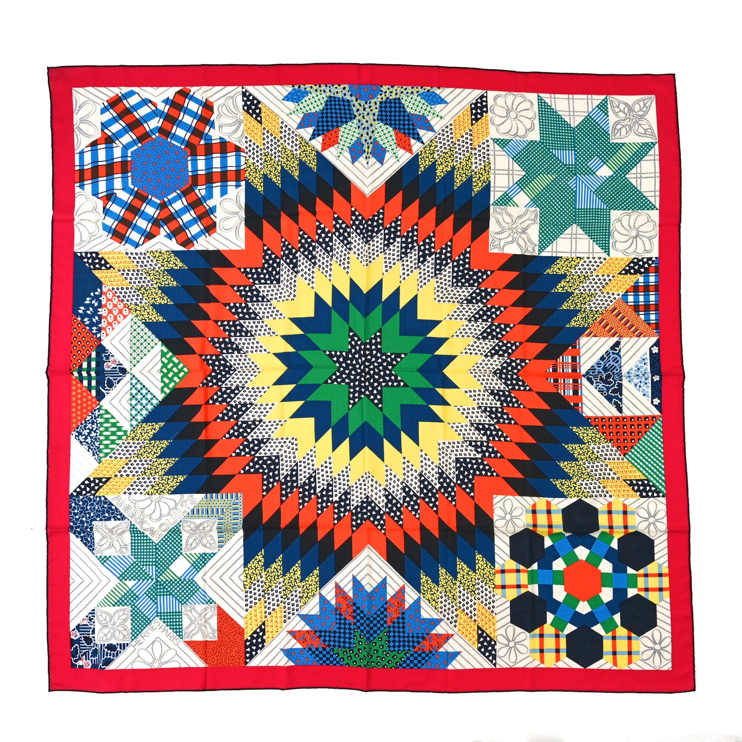 Cashmere Silk American Quilts Shawl 140 Fuchsia Black Multicolor