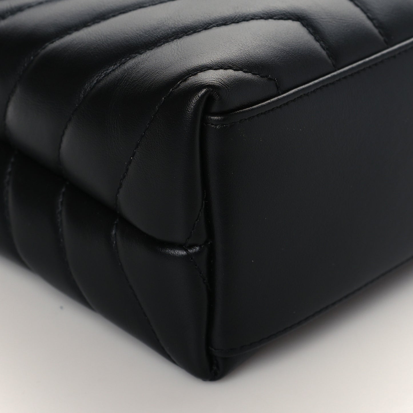 Calfskin Y Quilted Monogram Monochrome Small Loulou Chain Satchel Black