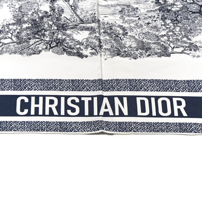 Christian Dior Silk Toile De Jouy Sauvage Square Scarf 90 Ivory Navy Blue 2 of 4