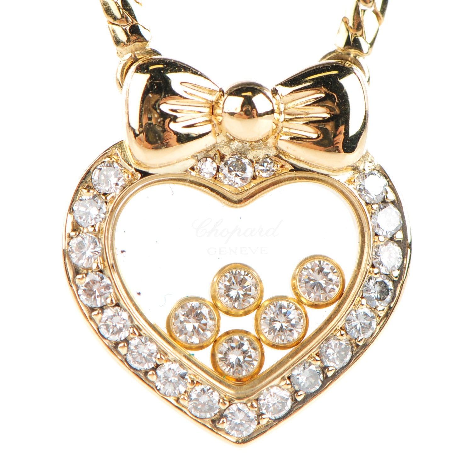 Chopard 18K Yellow Gold Happy Diamonds Icons Heart Pendant Necklace 3 of 6