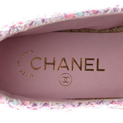 Chanel Tweed Grosgrain CC Espadrilles 37 Pink Black 6 of 10
