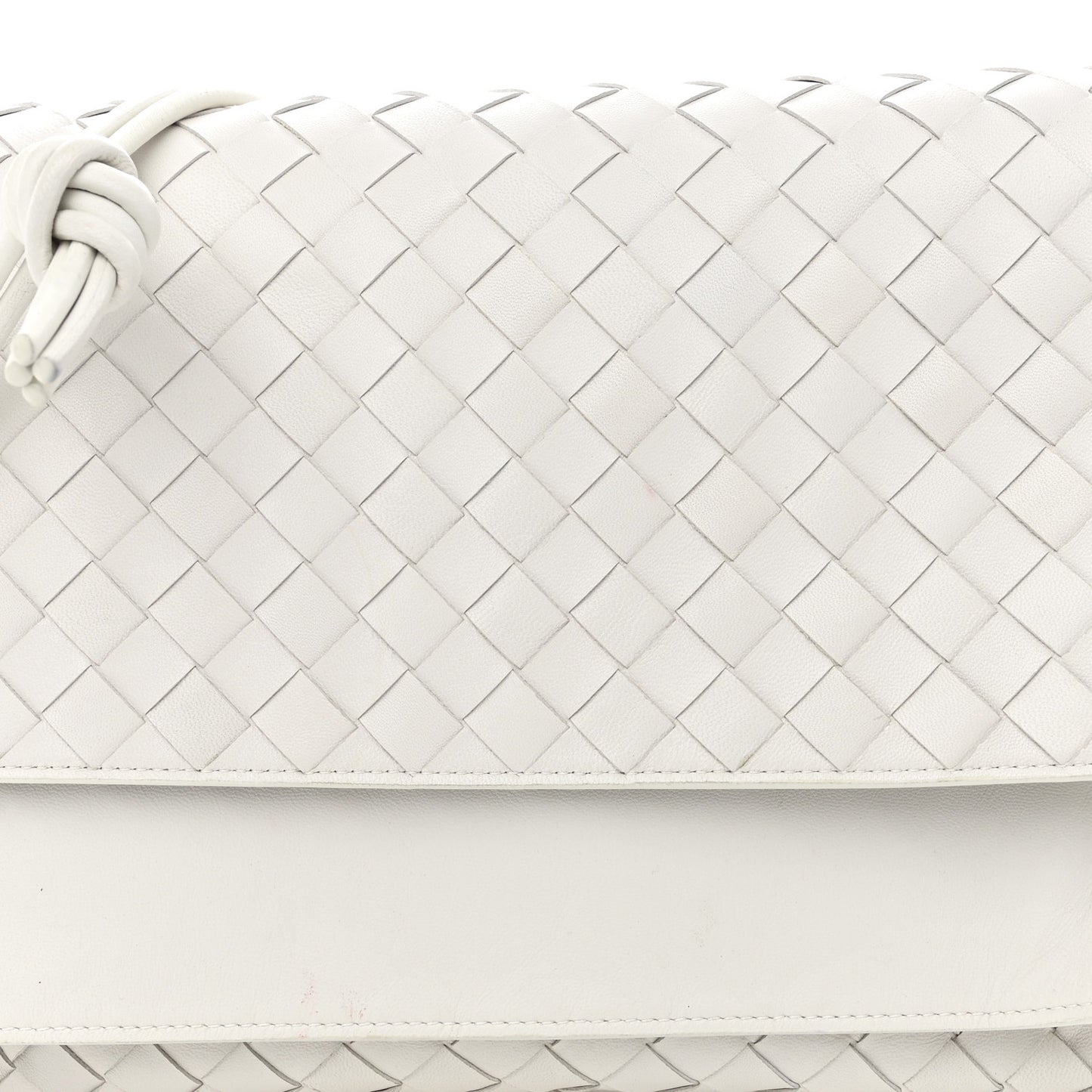 Nappa Intrecciato Medium Knot Flap Crossbody White