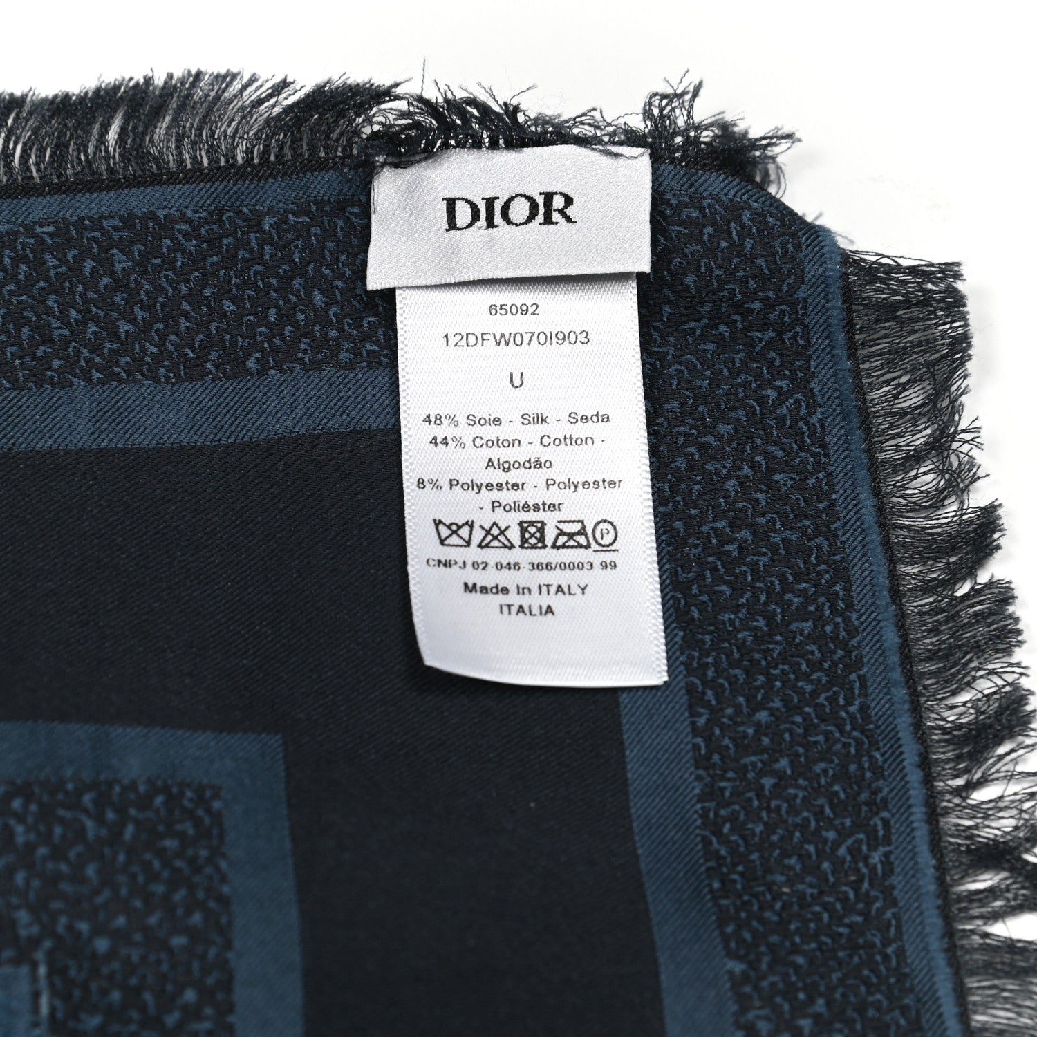 Christian Dior Silk Cotton Flowers Square Scarf Navy Blue 3 of 3