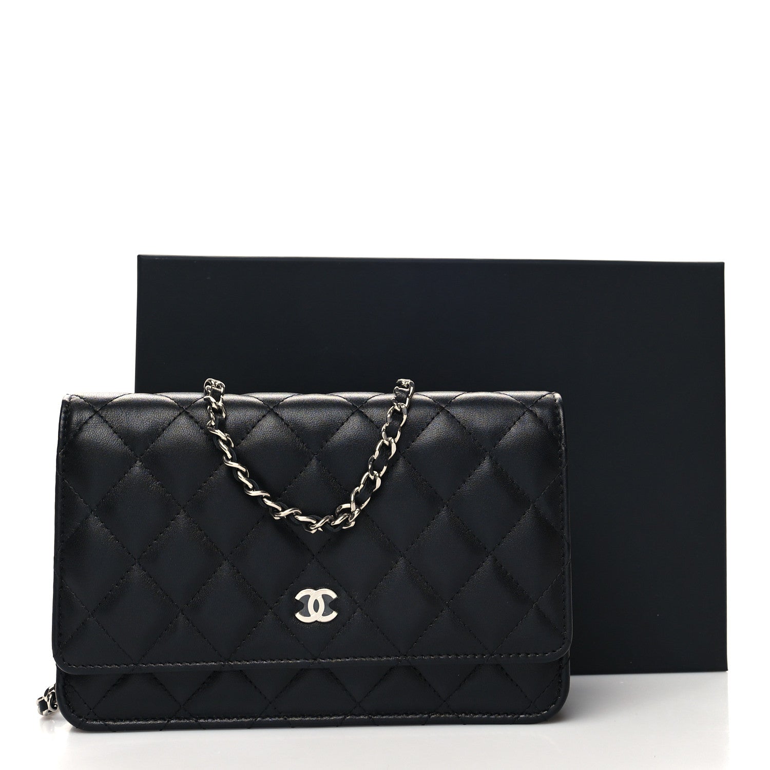 Chanel Lambskin Quilted Wallet On Chain WOC Black 12 of 12