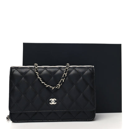 Chanel Lambskin Quilted Wallet On Chain WOC Black 12 of 12