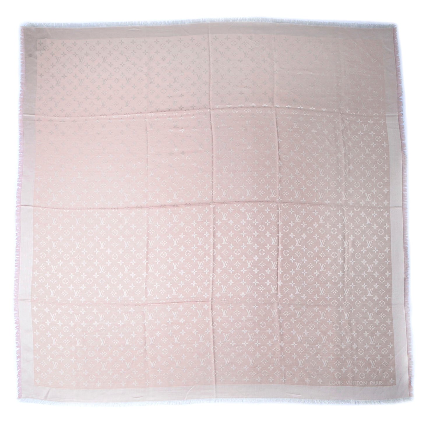Silk Wool Monogram Denim Shawl Rose