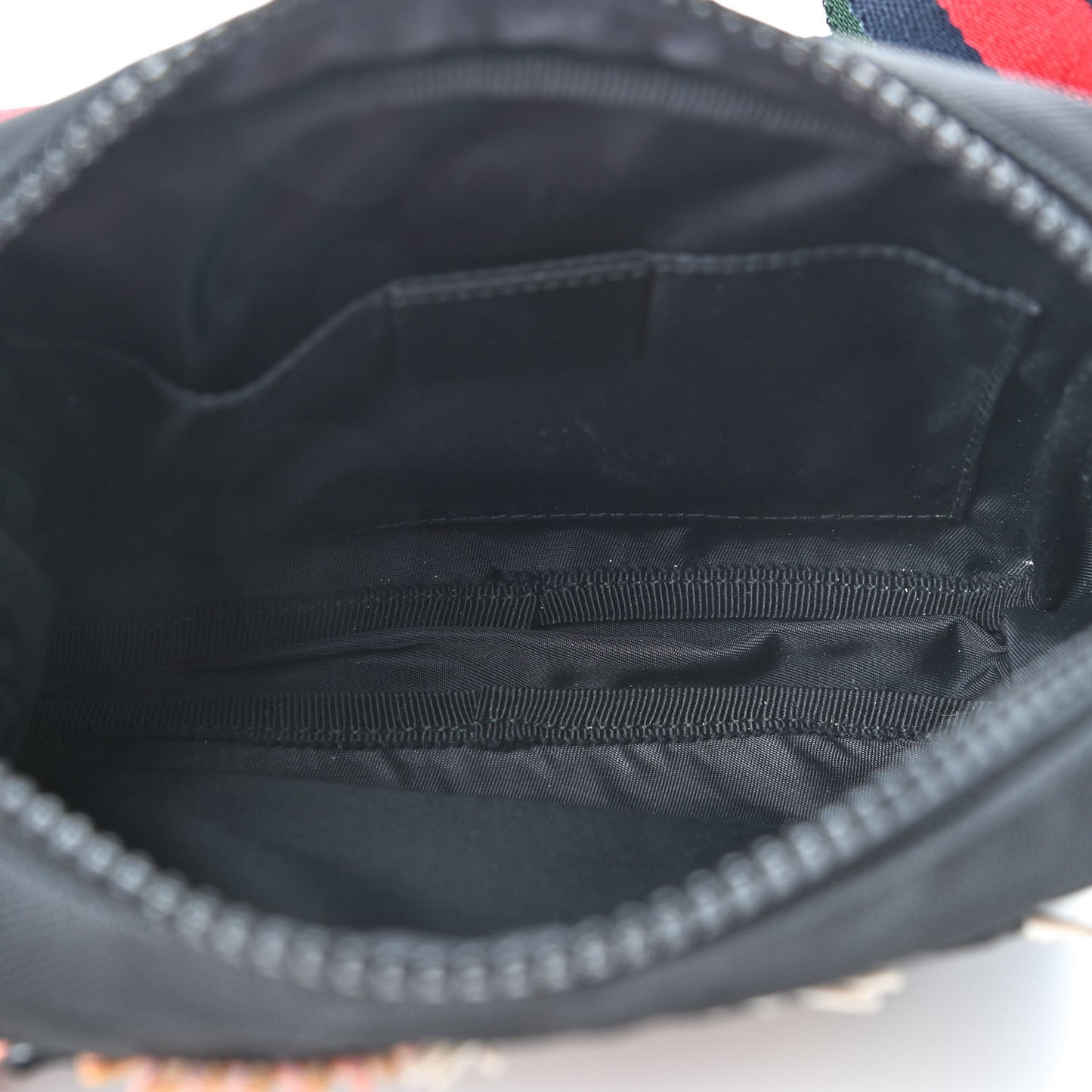Canvas Web Tiger Embroidered Messenger Bag Black