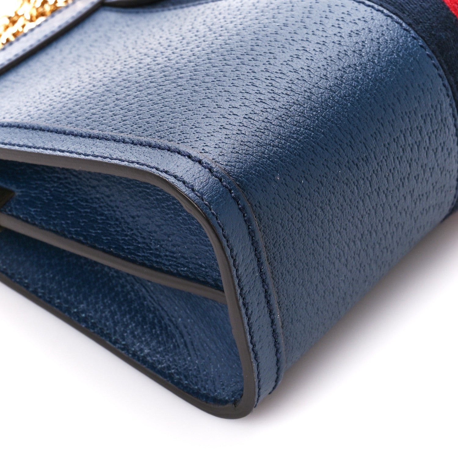 Gucci Textured Calfskin Web Small Ophidia Chain Shoulder Bag Blue Agata 10 of 11