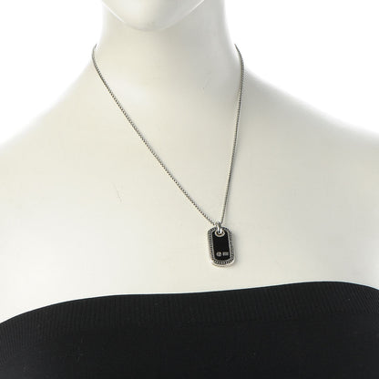 David Yurman Sterling Silver Black Onyx Black Diamond Small Dog Tag Necklace 2 of 6