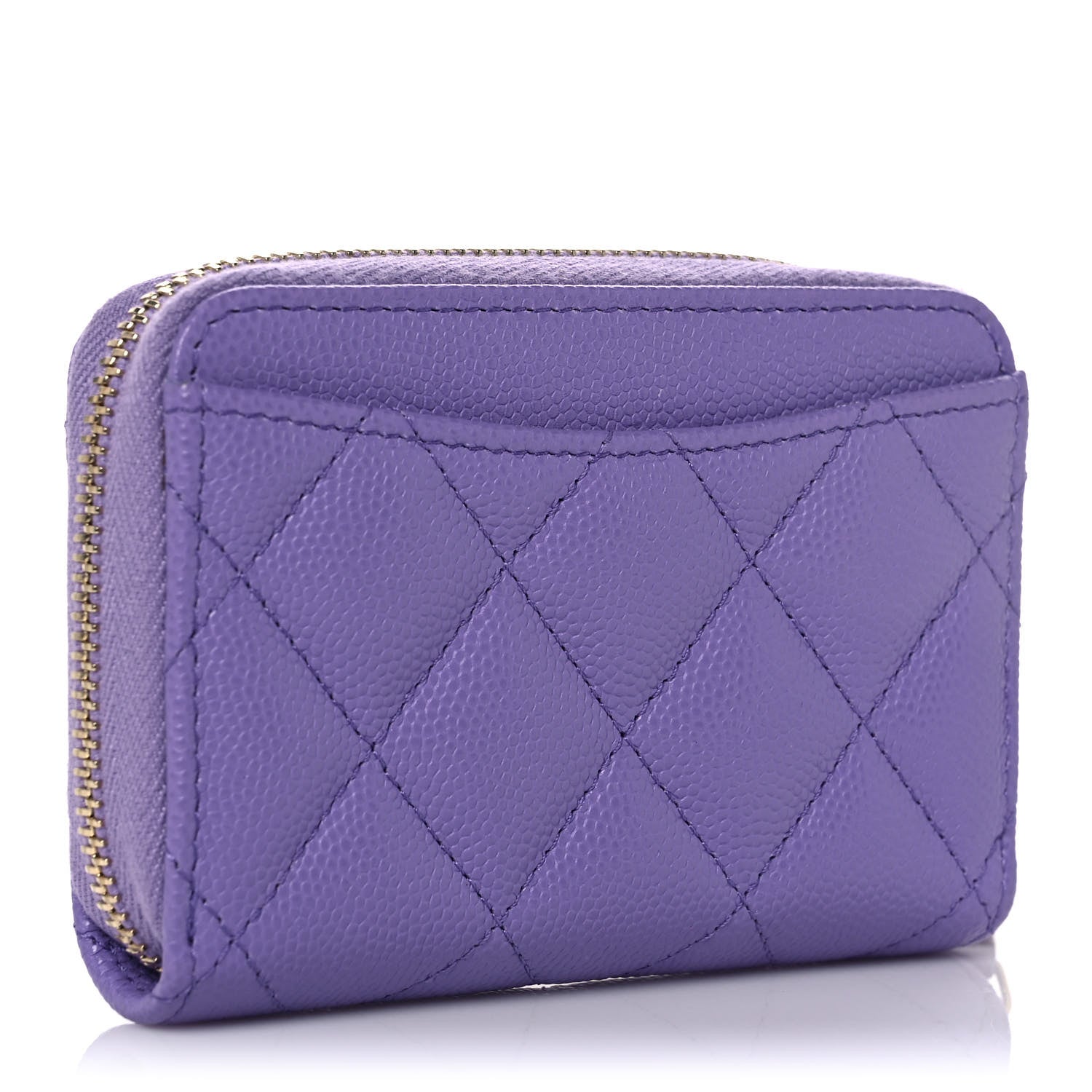 Chanel Caviar Quilted Zip Around Coin Purse Wallet Purple 3 of 10