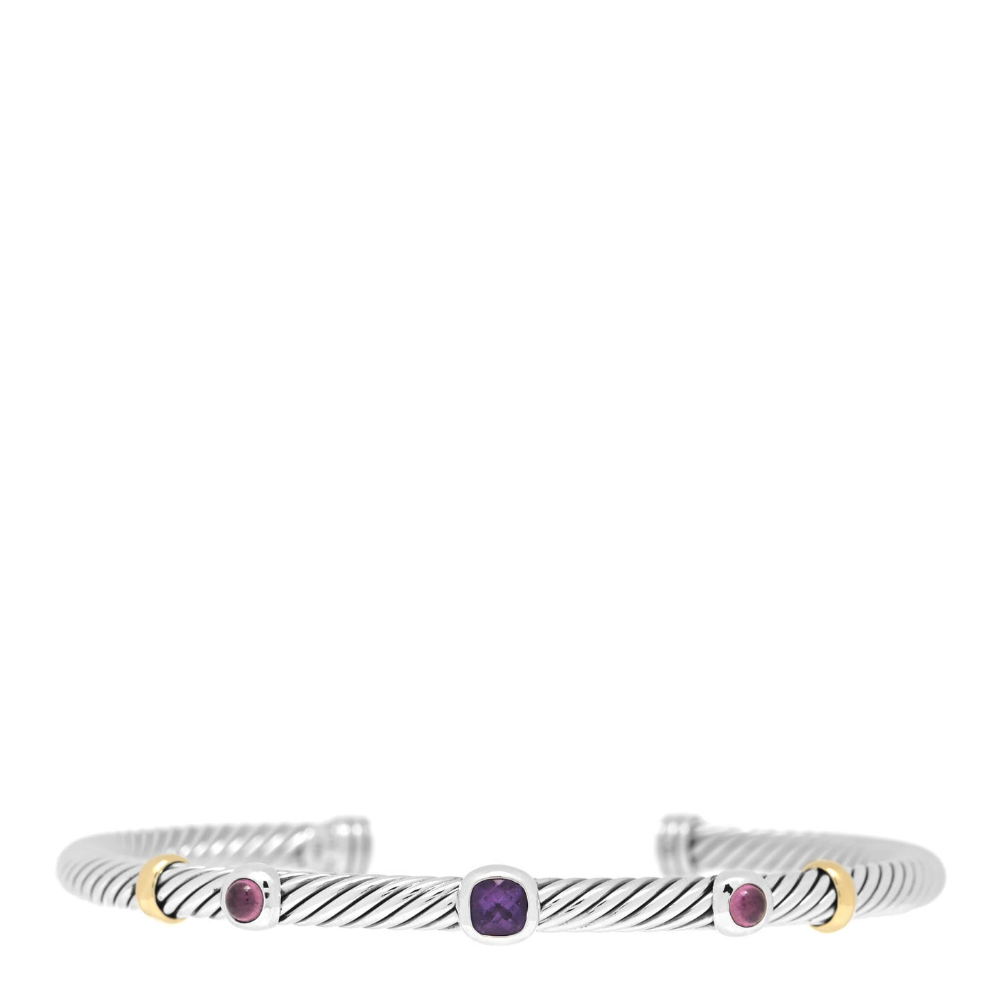 Sterling Silver 18K Yellow Gold Amethyst Pink Tourmaline 4mm Renaissance Bracelet