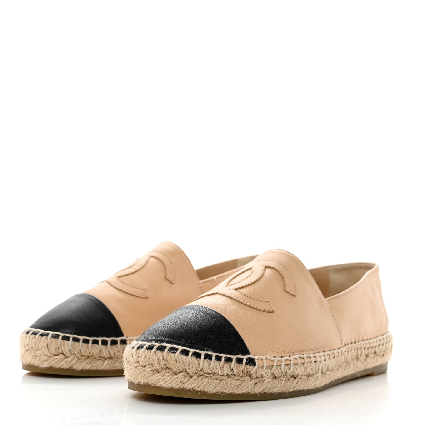 Lambskin CC Espadrilles 39 Beige Black