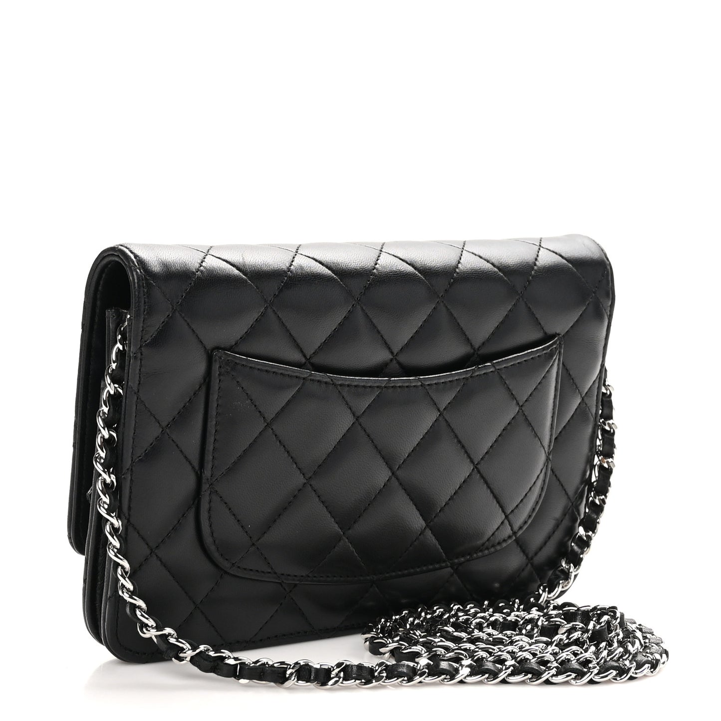 Lambskin Quilted Wallet On Chain WOC Black
