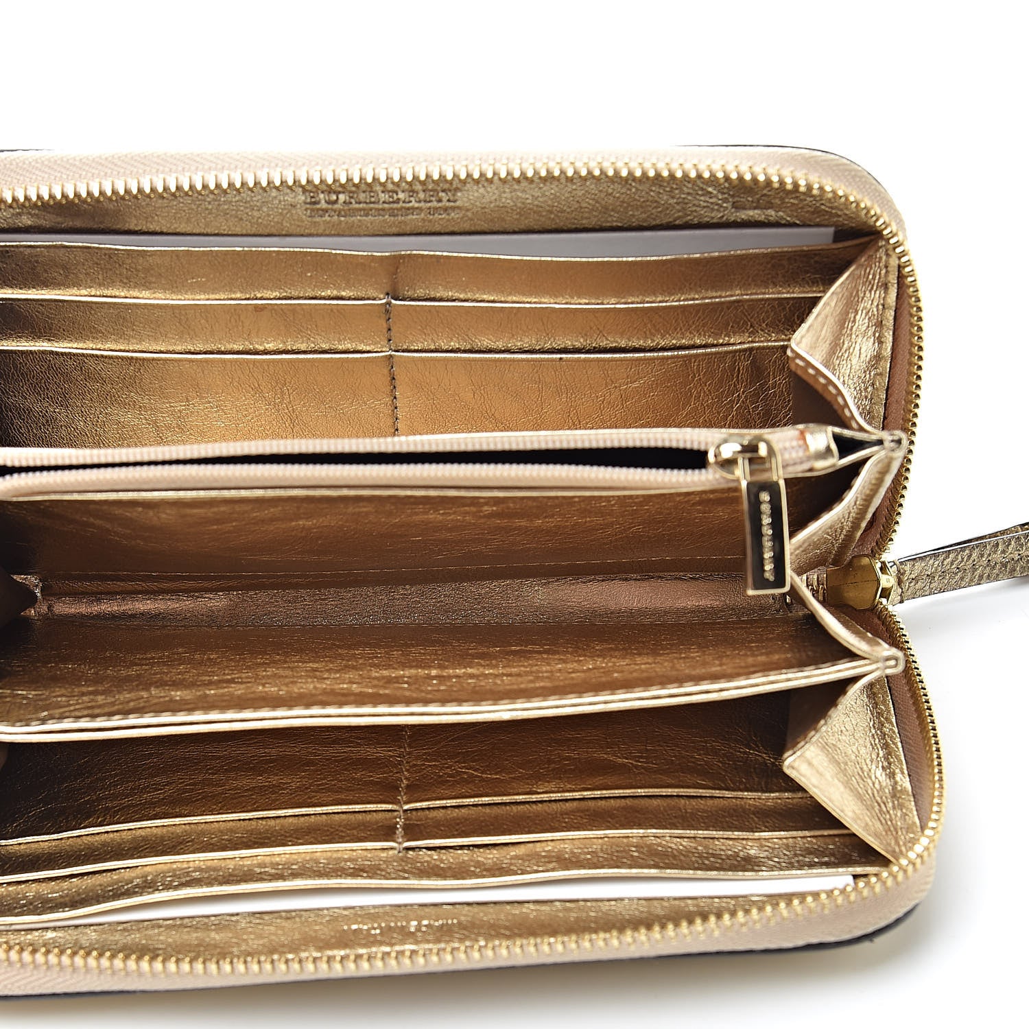 Burberry Metallic Haymarket Check Zip Wallet Gold 5 of 10