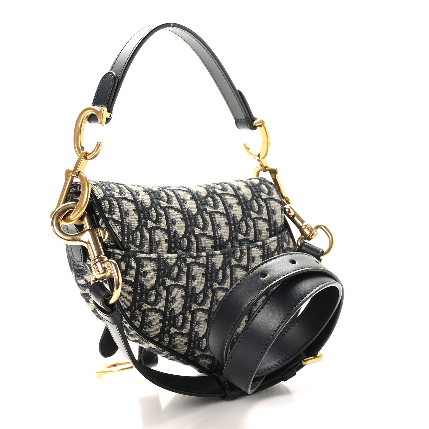 Oblique Mini Saddle Bag With Strap Blue