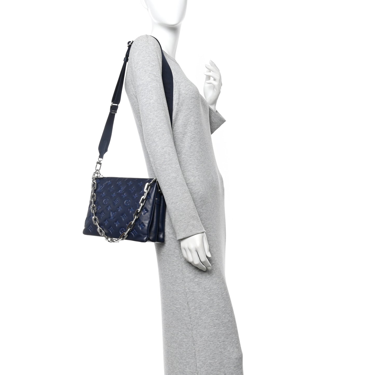 Lambskin Embossed Monogram Coussin PM Navy
