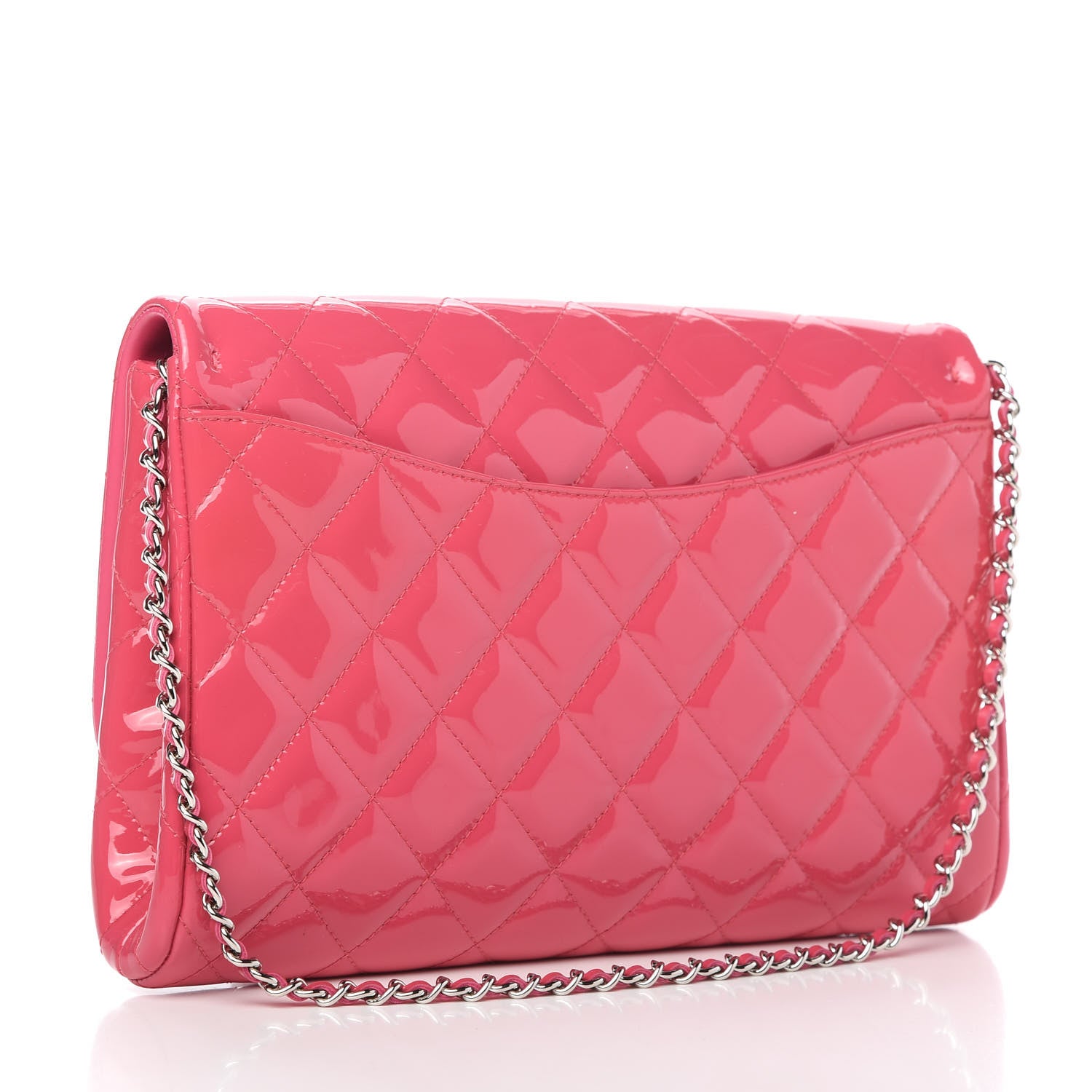 Chanel Patent Quilted Clutch With Chain Flap Fuchsia 3 of 10
