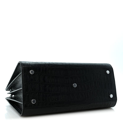 Saint Laurent Calfskin Crocodile Embossed Small Sac de Jour Black 4 of 12