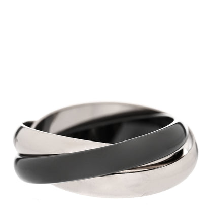 Cartier 18K White Gold Black Ceramic Trinity Ring 56 7.5 3 of 5