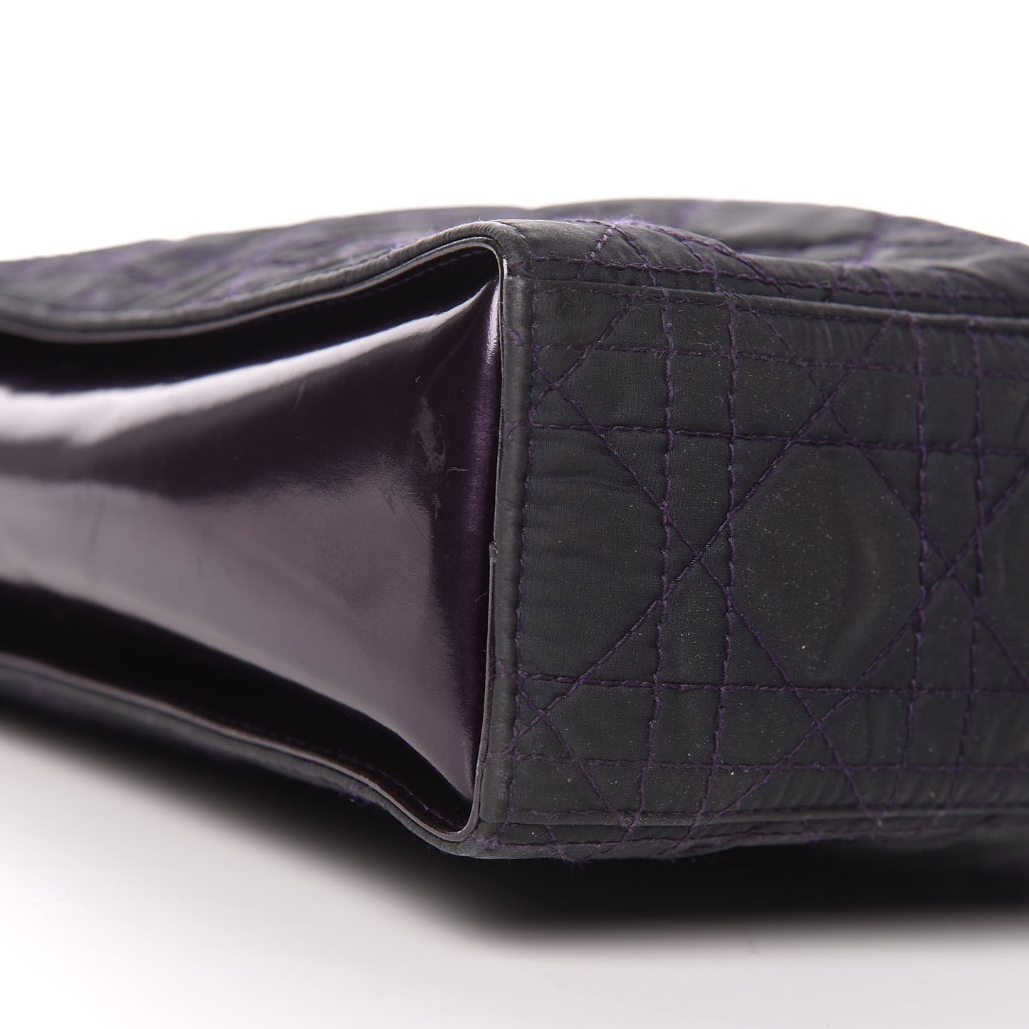 Nylon Cannage Shopper Tote Black Purple