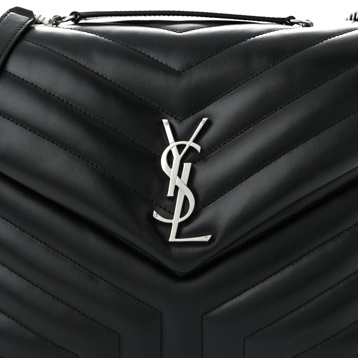 Saint Laurent Calfskin Y Quilted Monogram Medium Loulou Chain Satchel Black 8 of 11