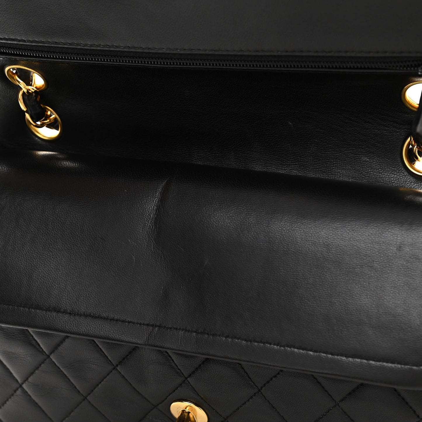 Lambskin Quilted Medium Double Flap Black