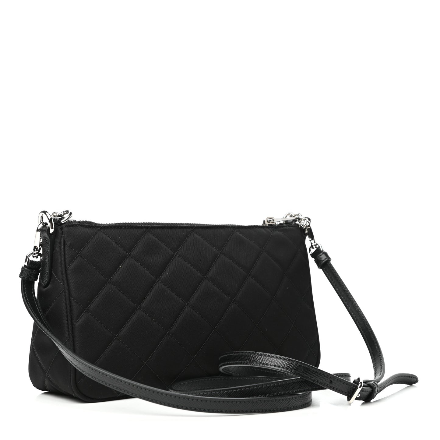 Nylon Tessuto Impuntu Quilted Crossbody Bag Black