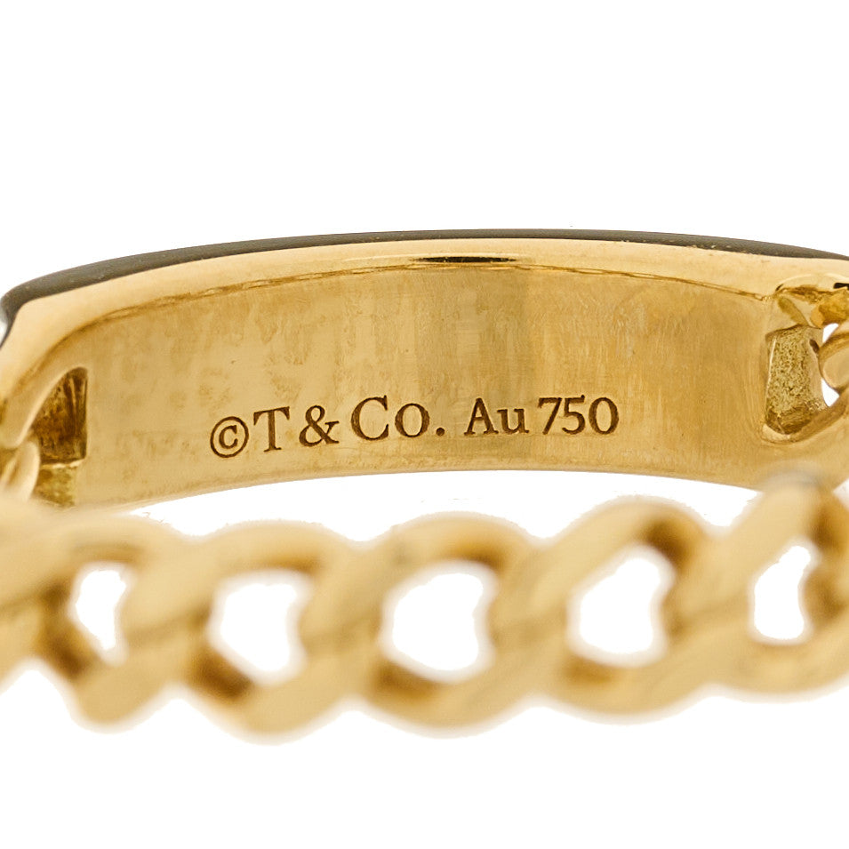 18K Yellow Gold Diamond Micro Link Ring 49 5