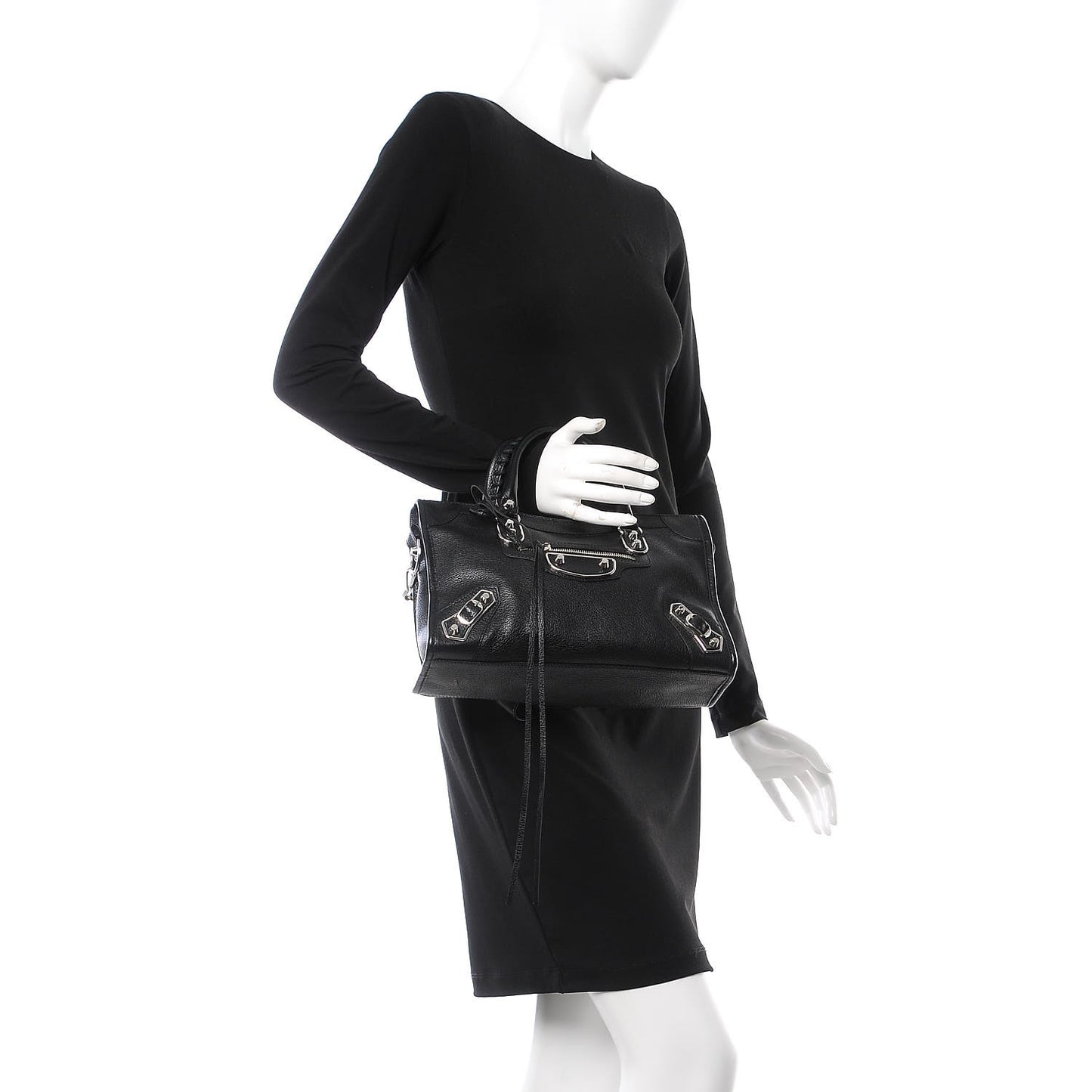 Chevre Silver Metallic Edge Hardware S City Black