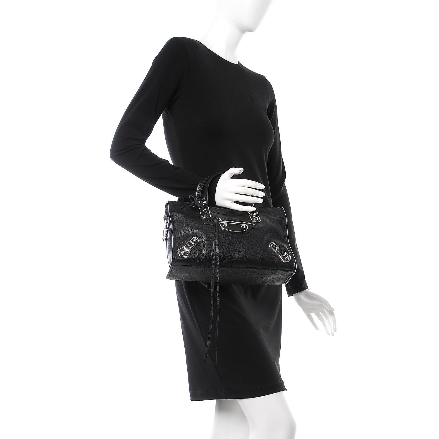 Balenciaga Chevre Silver Metallic Edge Hardware S City Black 3 of 8