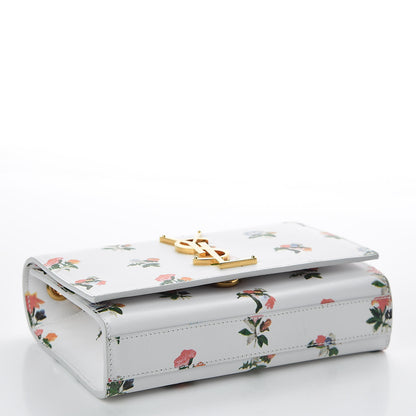 Saint Laurent Calfskin Prairie Flower Printed Small Classic Monogram Kate Satchel White 3 of 9