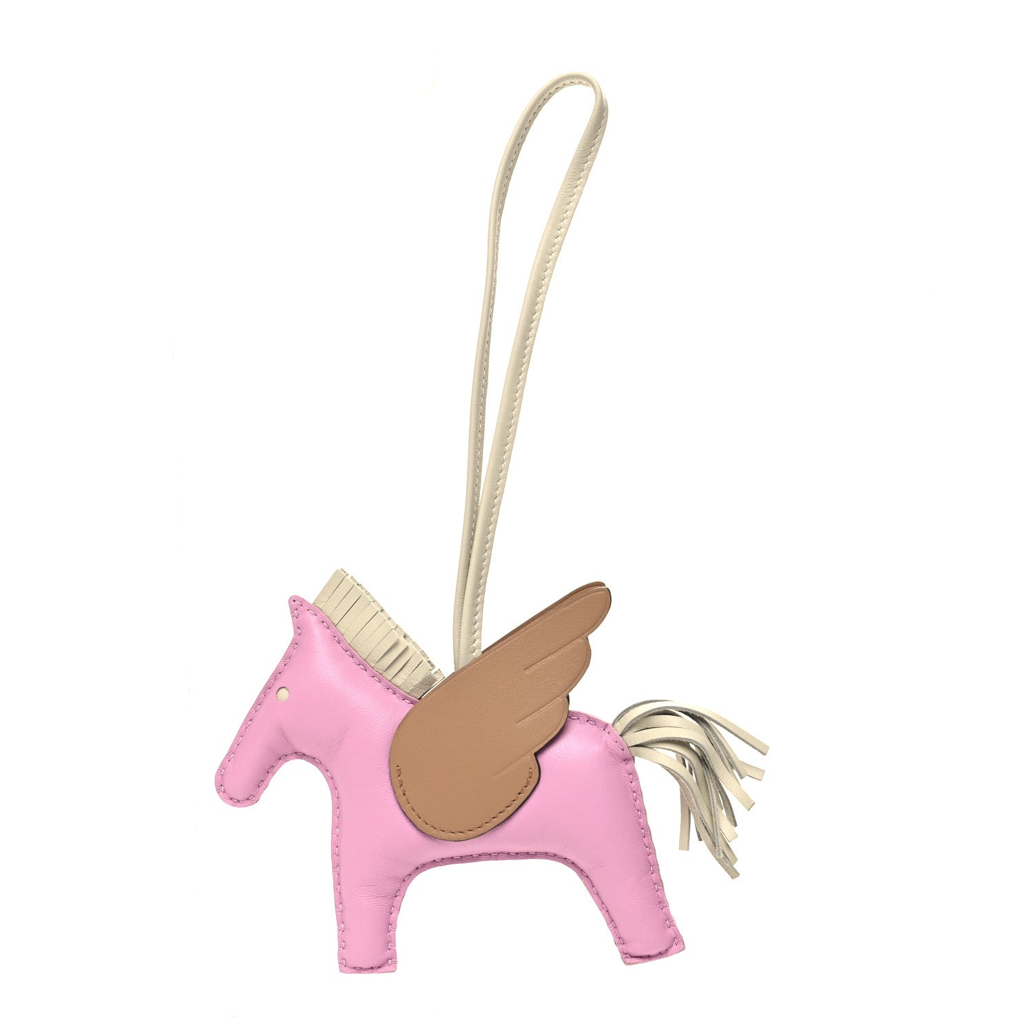 Hermes Milo Lambskin Grigri Rodeo Pegase Horse Bag Charm MM Mauve Sylvestre Craie Chai 1 of 4